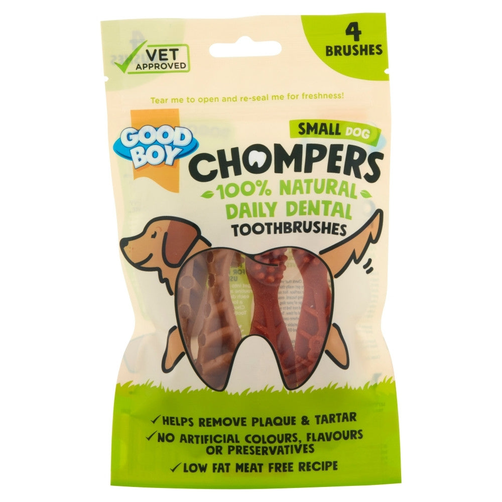 GOODBOY CHOMPERS DENTAL TOOTHBRUSH SMALL 4/PK 60G