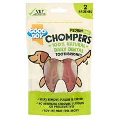 GOODBOY CHOMPERS DENTAL TOOTHBRUSH MEDIUM 2/PK 70G