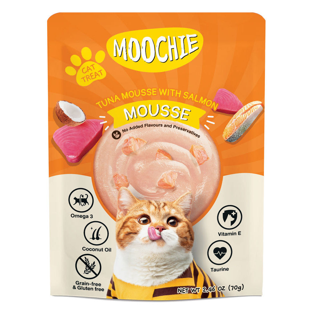 Moochie Cat Food Tuna Mousse With Salmon Pouch