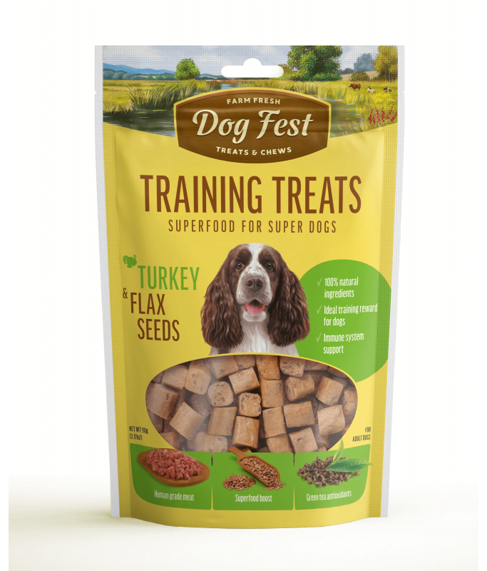 Dog Fest Training Treats Turkey & Flax Seeds 90g