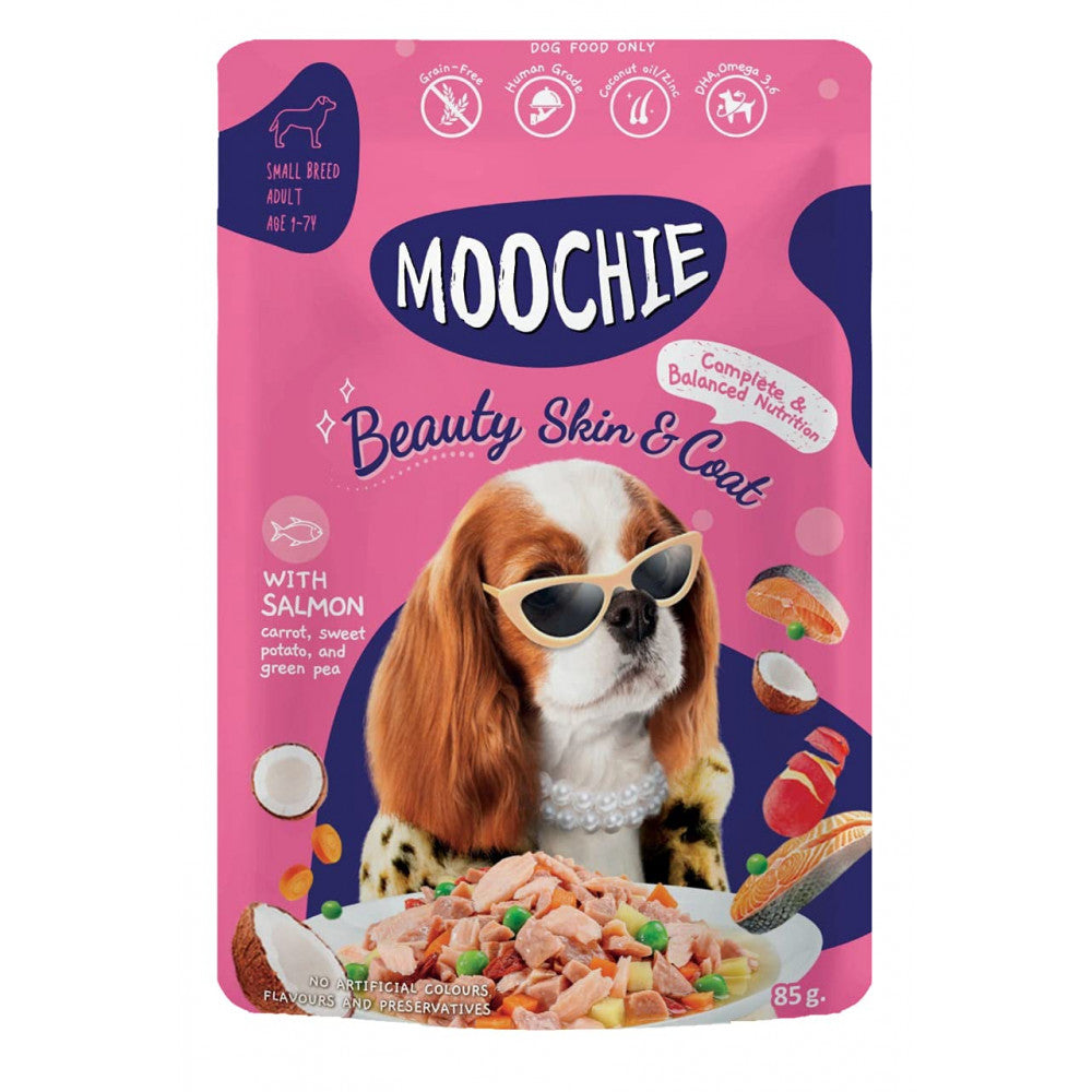 Moochie Dog Food Casserole With Salmon - Beauty Skin & Coat Pouch